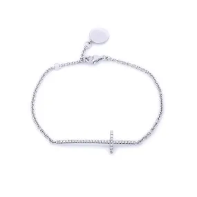 18K White Gold Women Bracelet With Small Cross