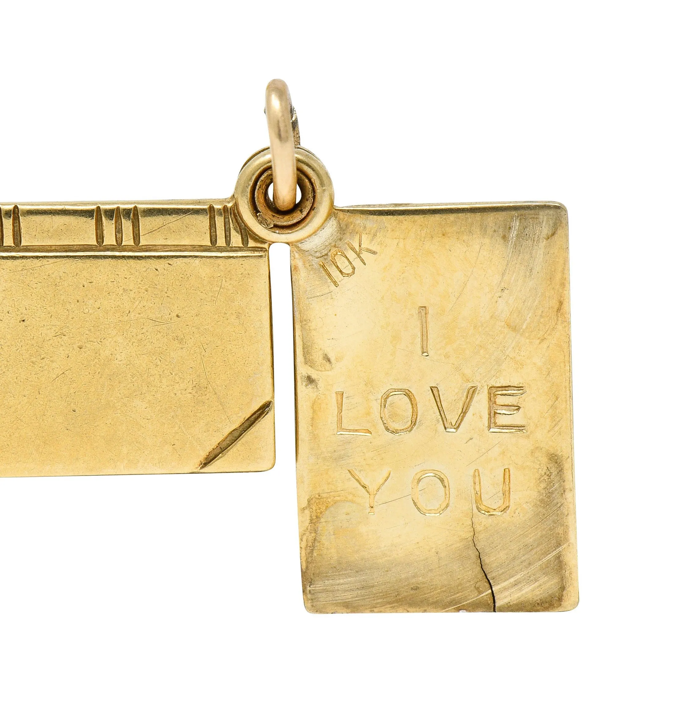 1940's Retro 10 Karat Gold I Love You Book Charm