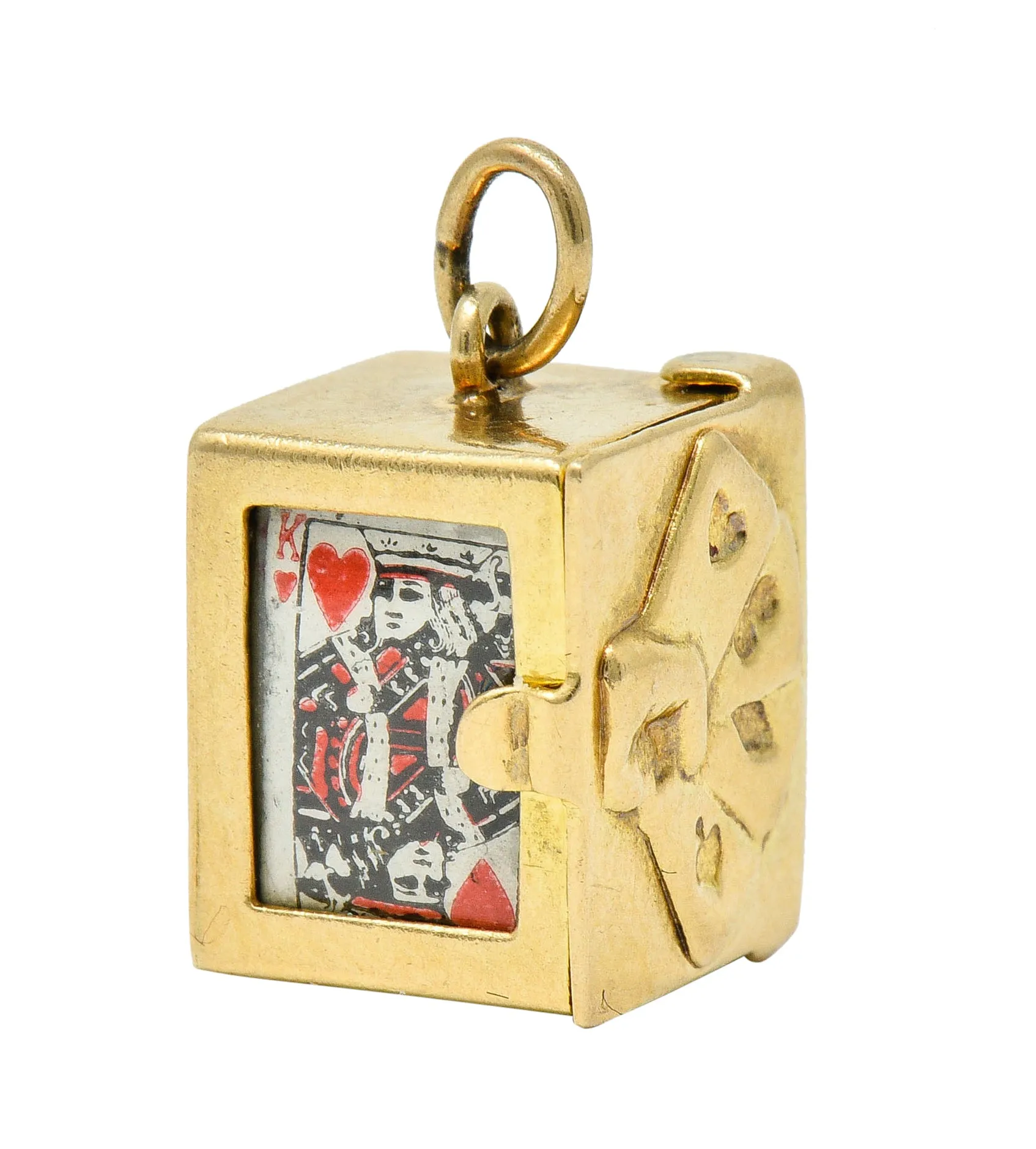 1940's Retro 14 Karat Gold Card Box & Cards Charm