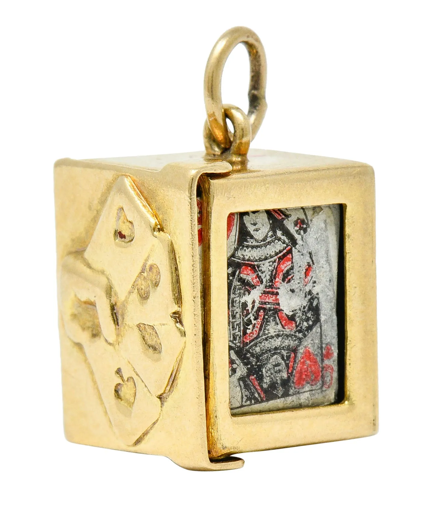 1940's Retro 14 Karat Gold Card Box & Cards Charm