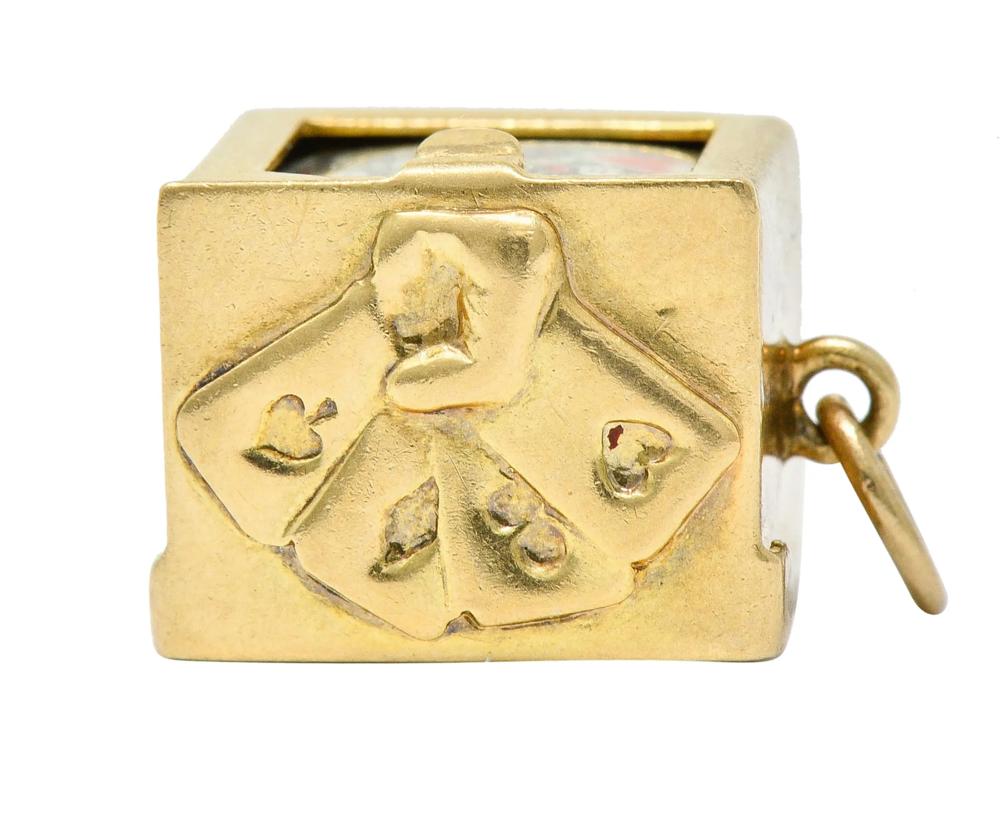 1940's Retro 14 Karat Gold Card Box & Cards Charm