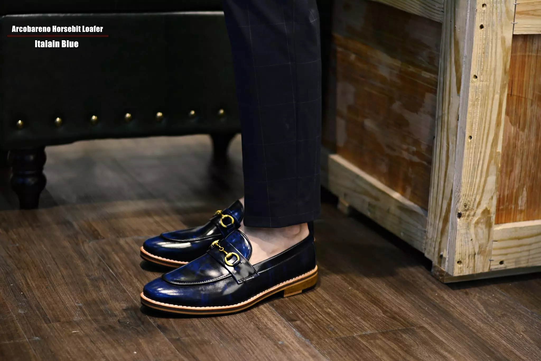 702 Horsebit Italian Blue Loafer x Wooden Sole