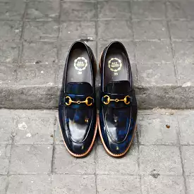 702 Horsebit Italian Blue Loafer x Wooden Sole