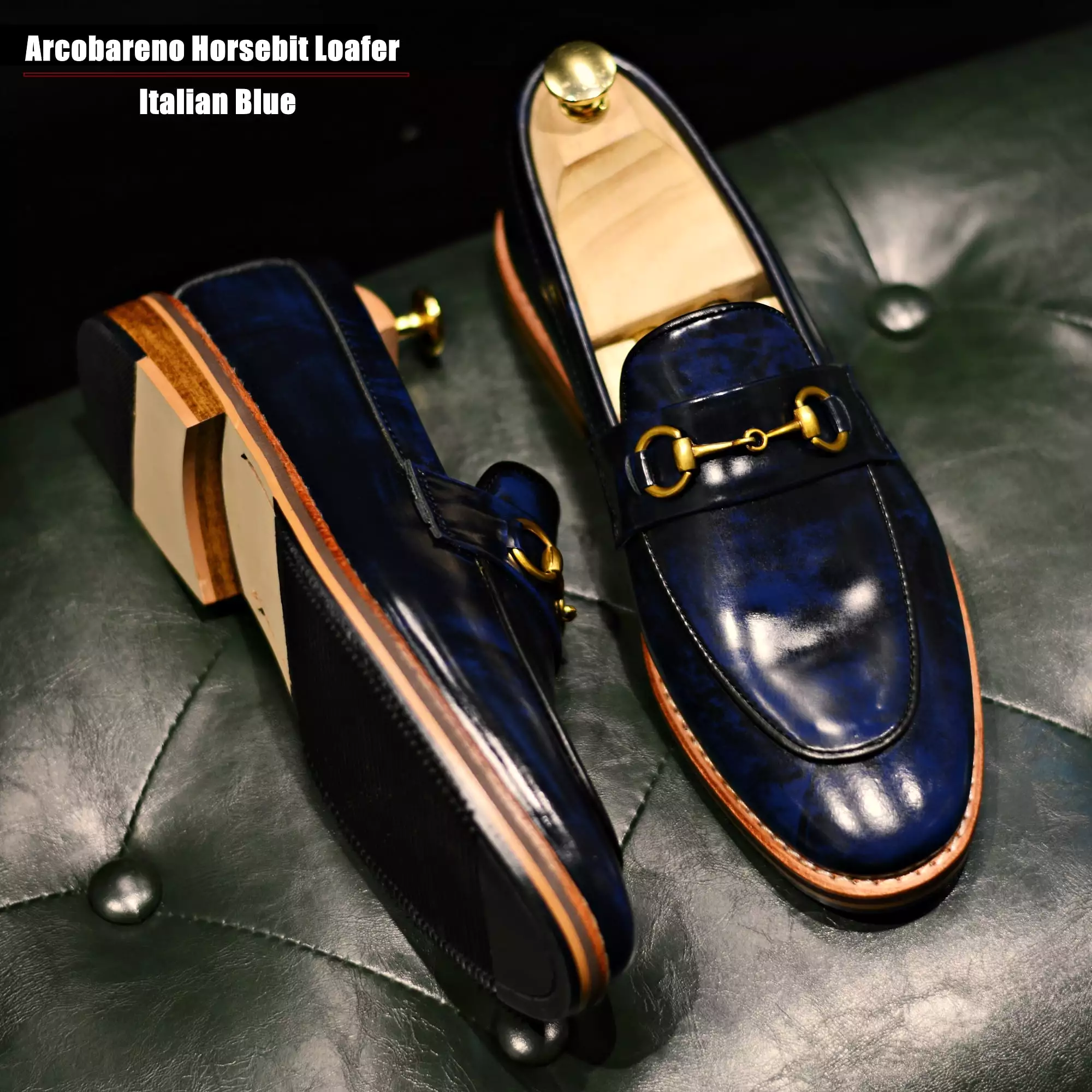 702 Horsebit Italian Blue Loafer x Wooden Sole