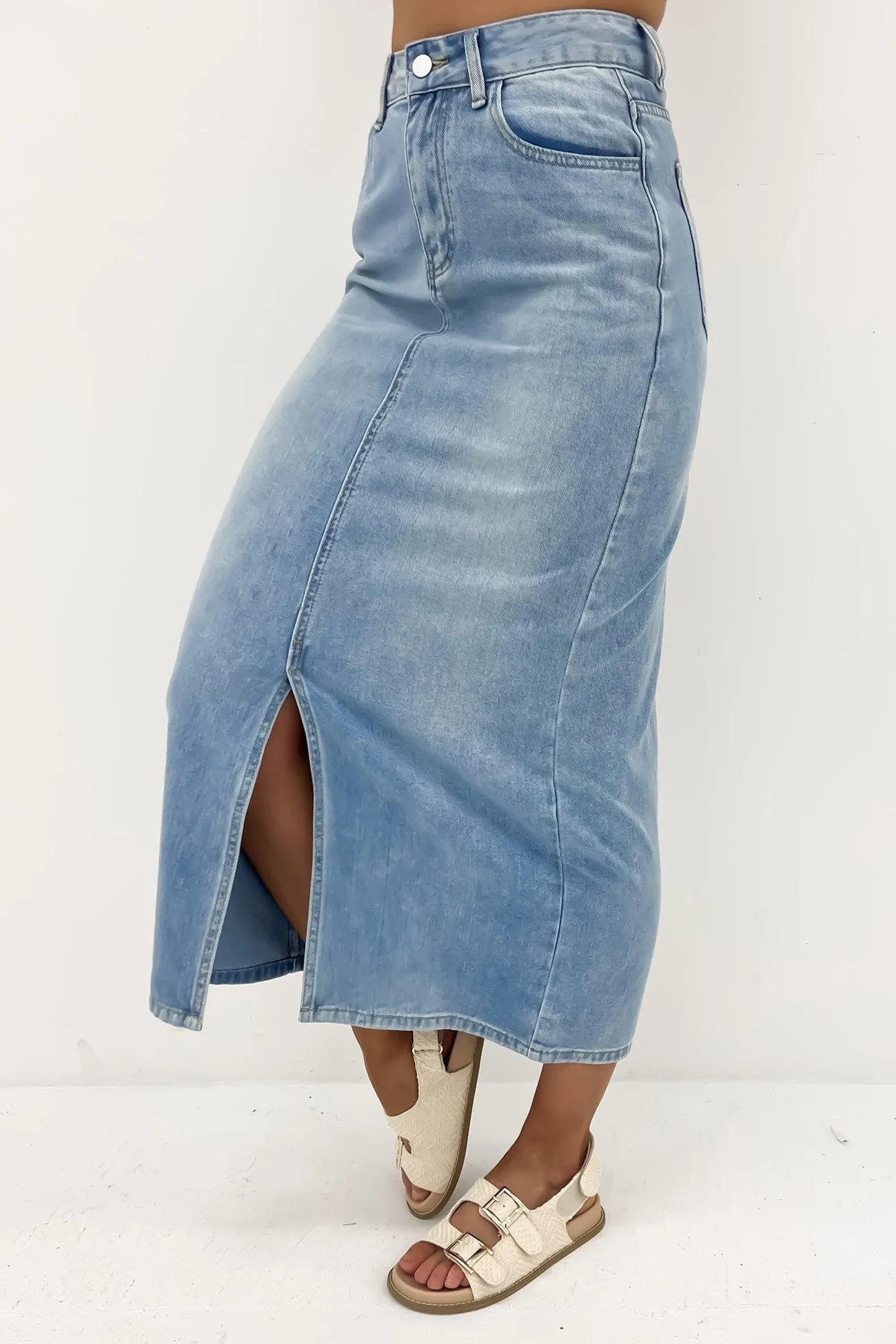 Abby Denim Midi Skirt Blue