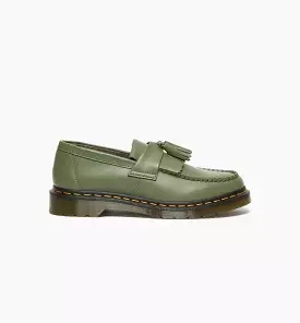 Adrian Yellow Stitch Leather Tassle Mens Loafers - Green