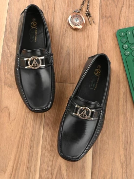 Alberto Torresi Creaseless Burnish Alpha Diver Black Loafers For Men