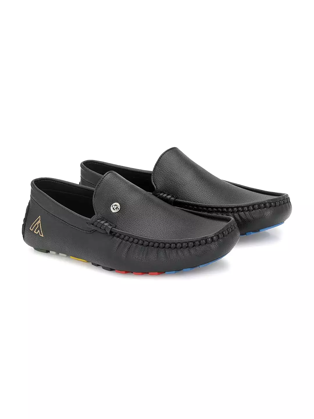 Alberto Torresi Mild Driver With Multi Color Silicon Sole Black Loafers For Men