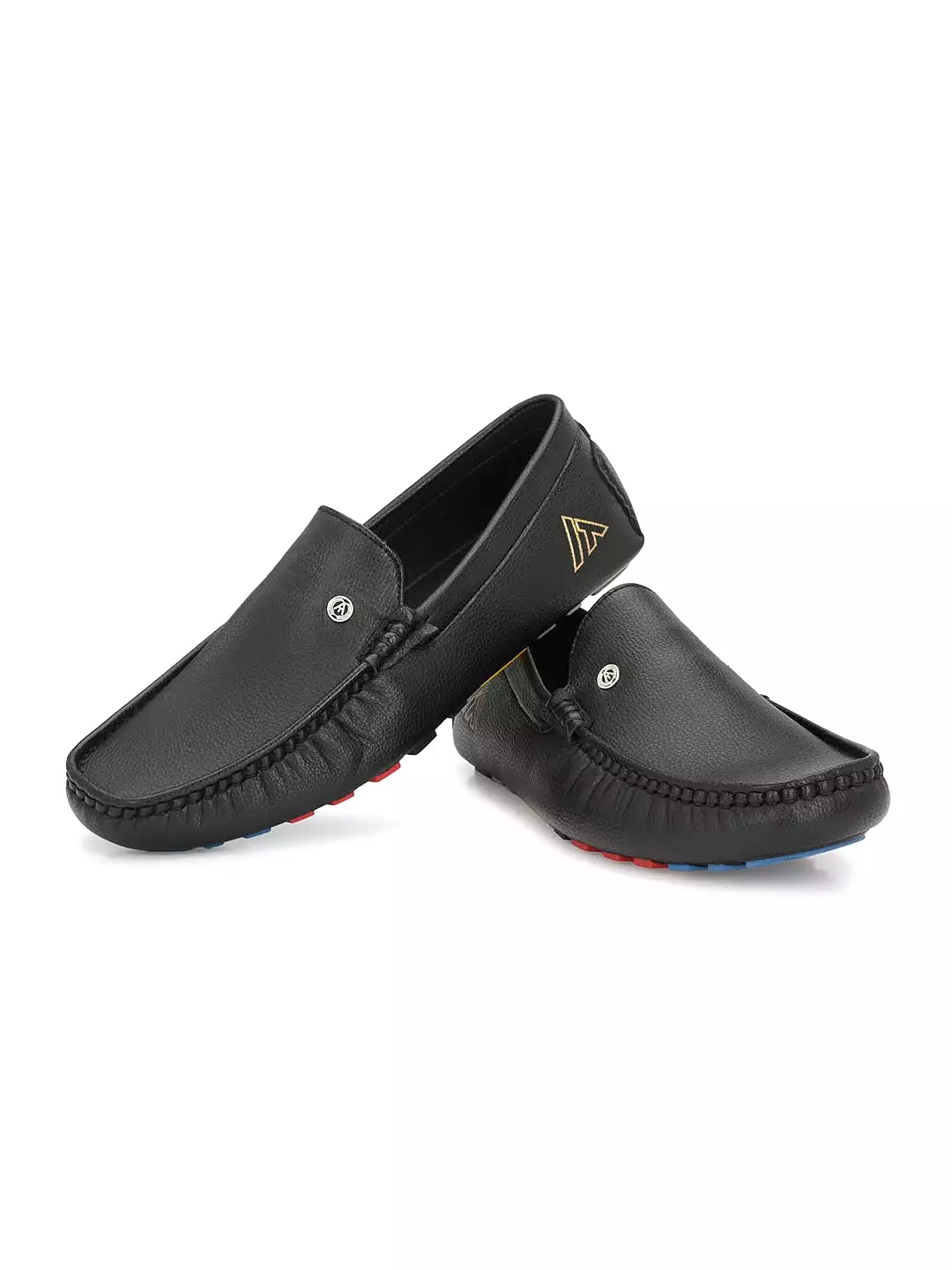 Alberto Torresi Mild Driver With Multi Color Silicon Sole Black Loafers For Men