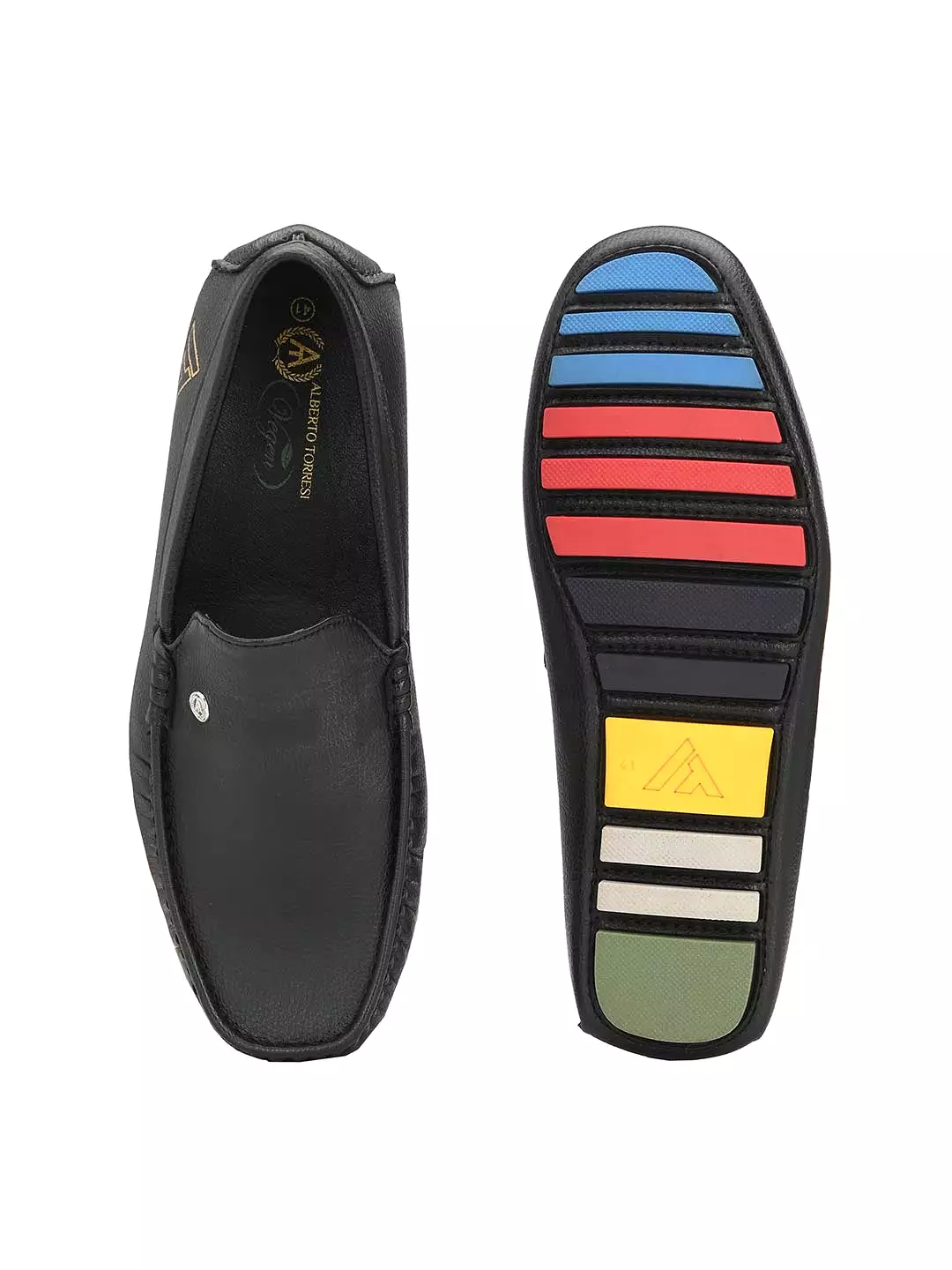 Alberto Torresi Mild Driver With Multi Color Silicon Sole Black Loafers For Men