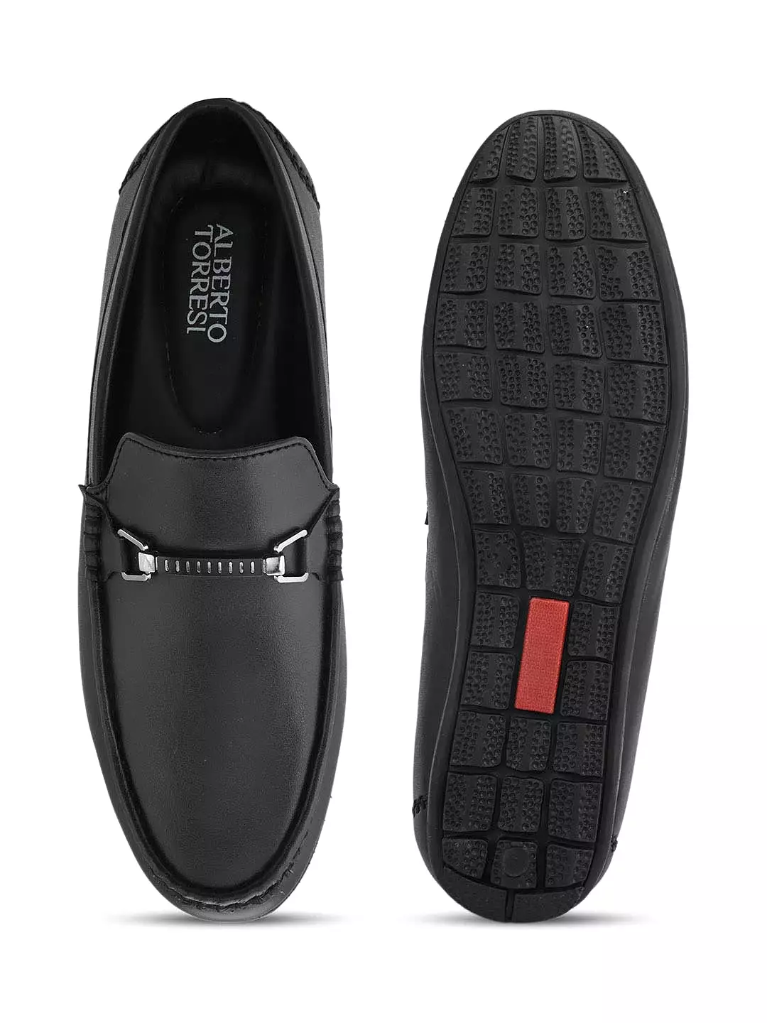 Alberto Torresi Synthetic Black Loafers For Men