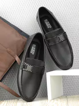 Alberto Torresi Synthetic Black Loafers For Men