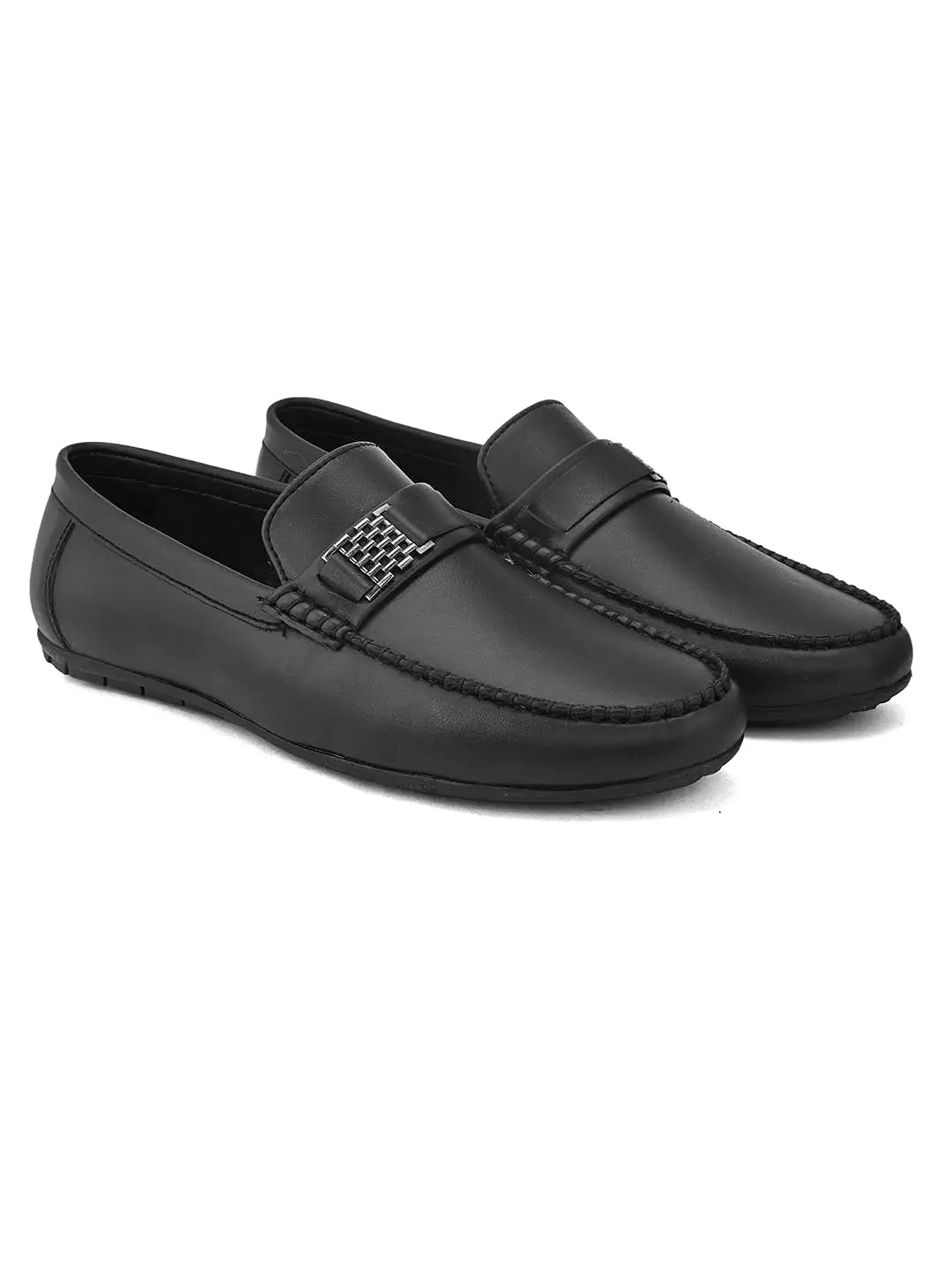 Alberto Torresi Synthetic Black Loafers For Men