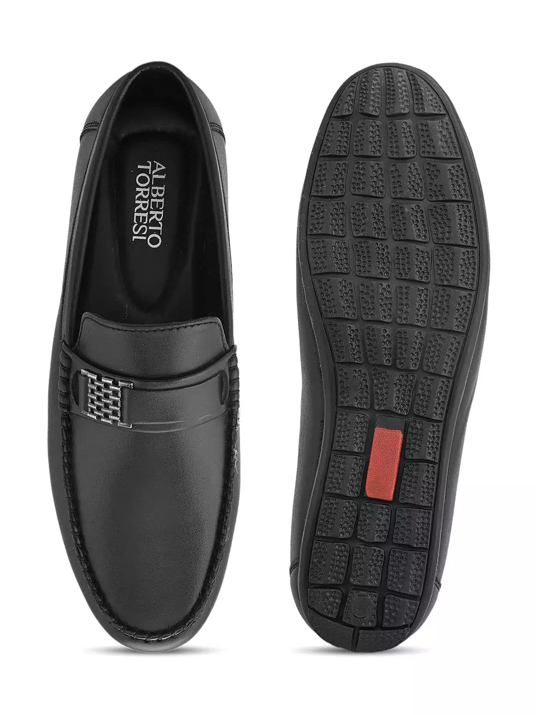 Alberto Torresi Synthetic Black Loafers For Men