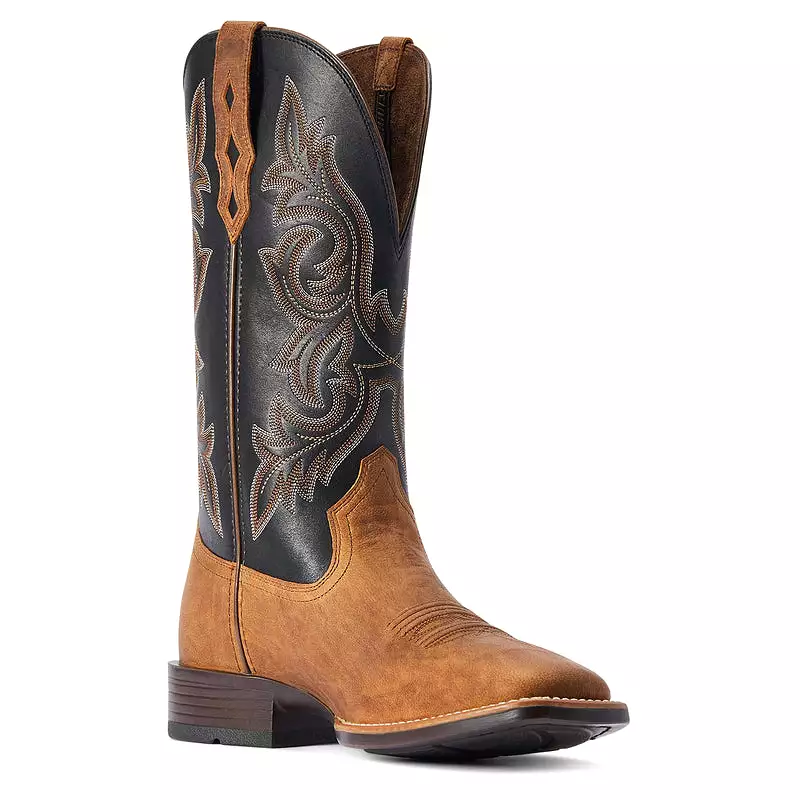 'Ariat' Men's Drover Ultra Western Square Toe - Sorrel Crunch / Limousine Black