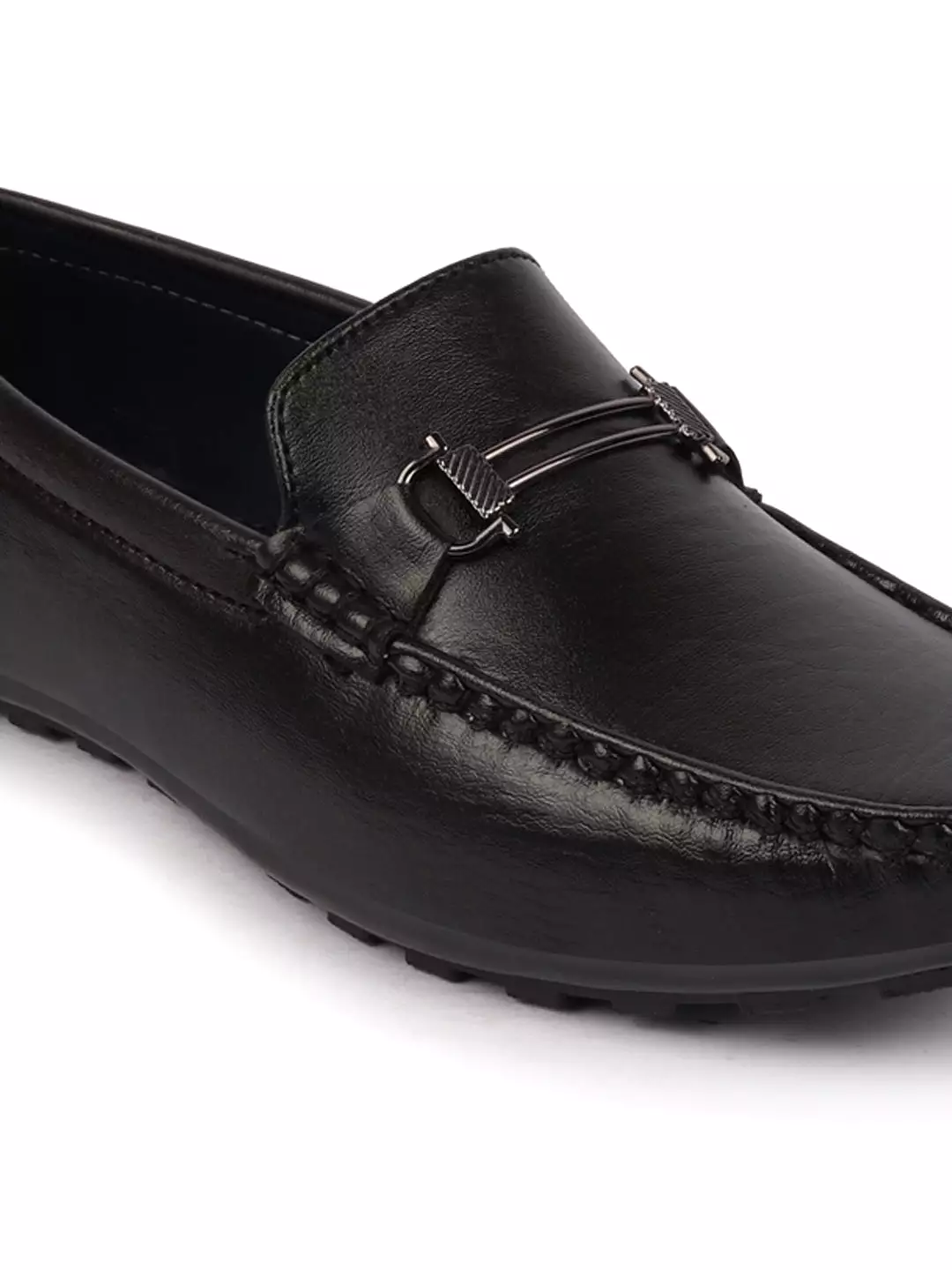 Basics Men Black Horsebit Buckle Premium Slip On Casual Loafers and Moccasin Shoes