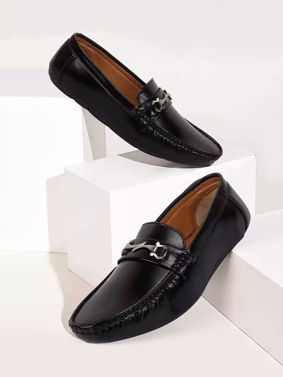 Basics Men Black Horsebit Buckle Slip On Loafer Mocassin Shoes