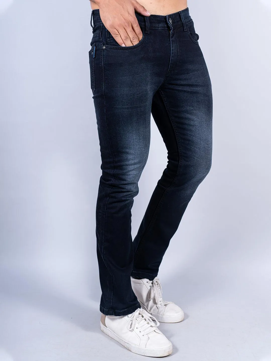 Black Boot-cut Stretchable Mens Jeans