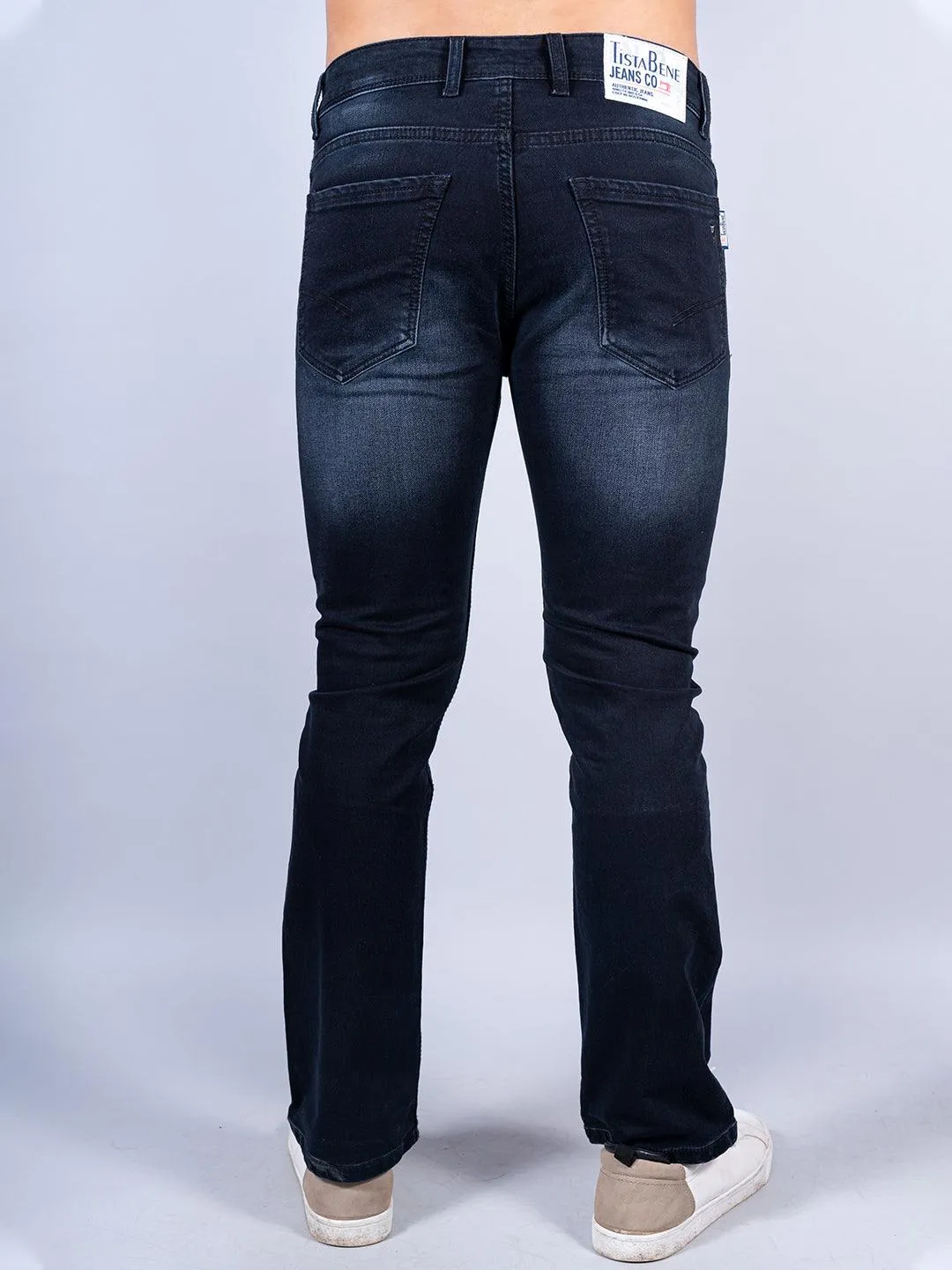 Black Boot-cut Stretchable Mens Jeans