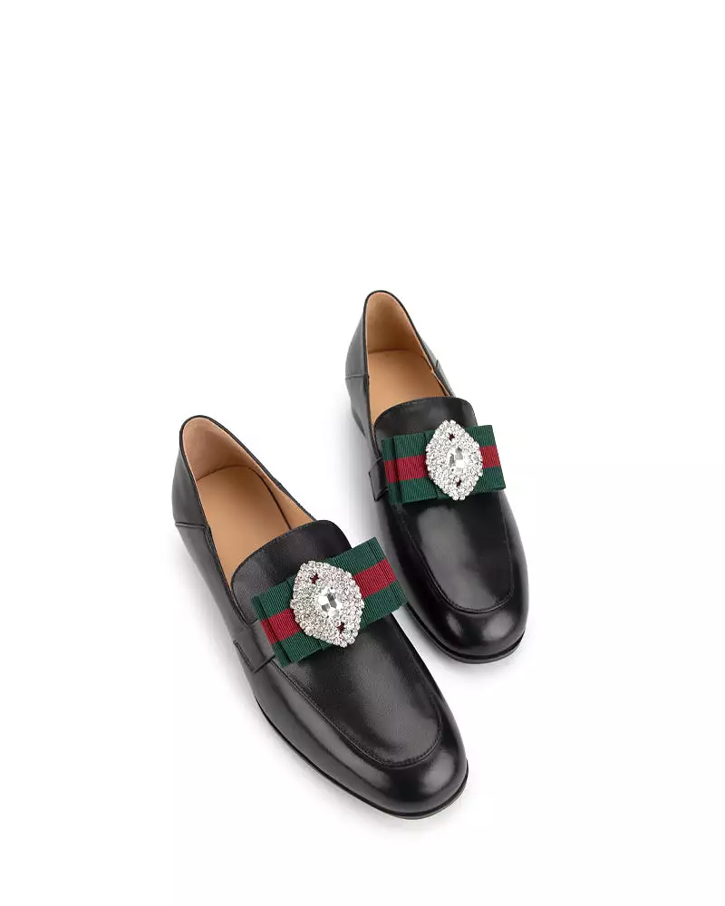 Black Classic Leather Flat Loafers