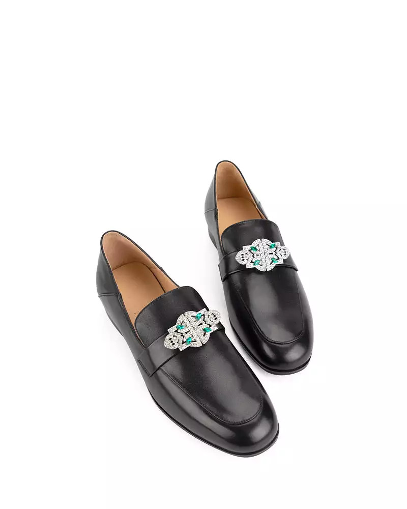 Black Classic Leather Flat Loafers