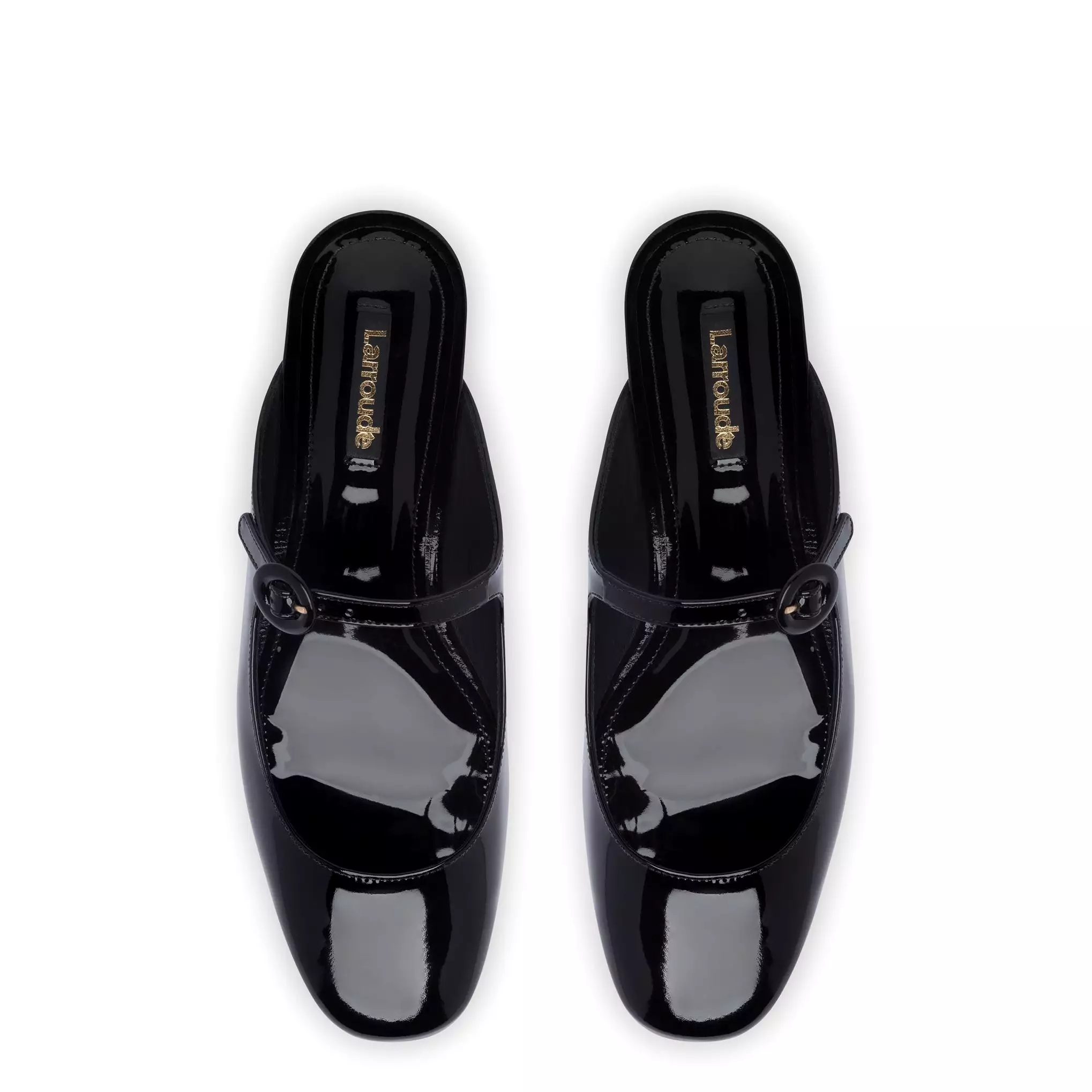 Blair Flat Mule In Black Patent Leather