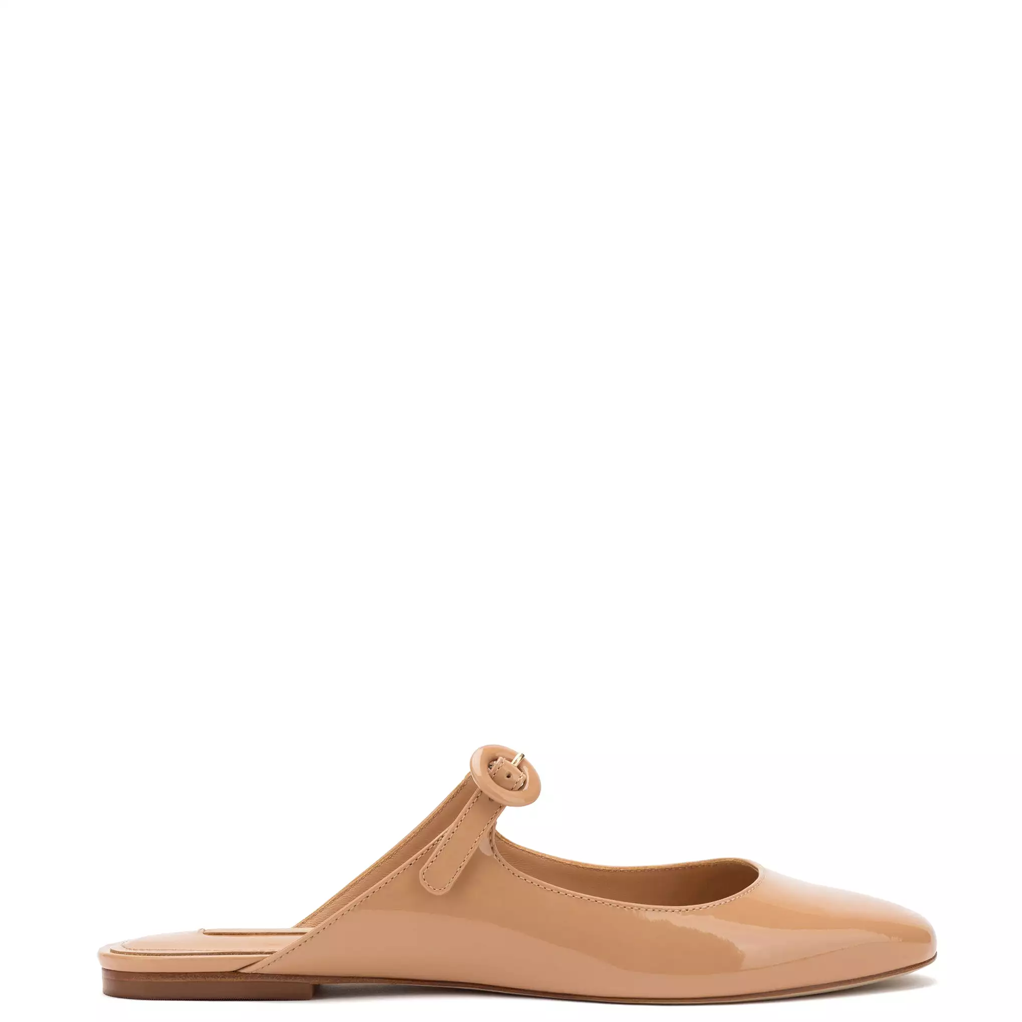 Blair Flat Mule In Tan Patent Leather