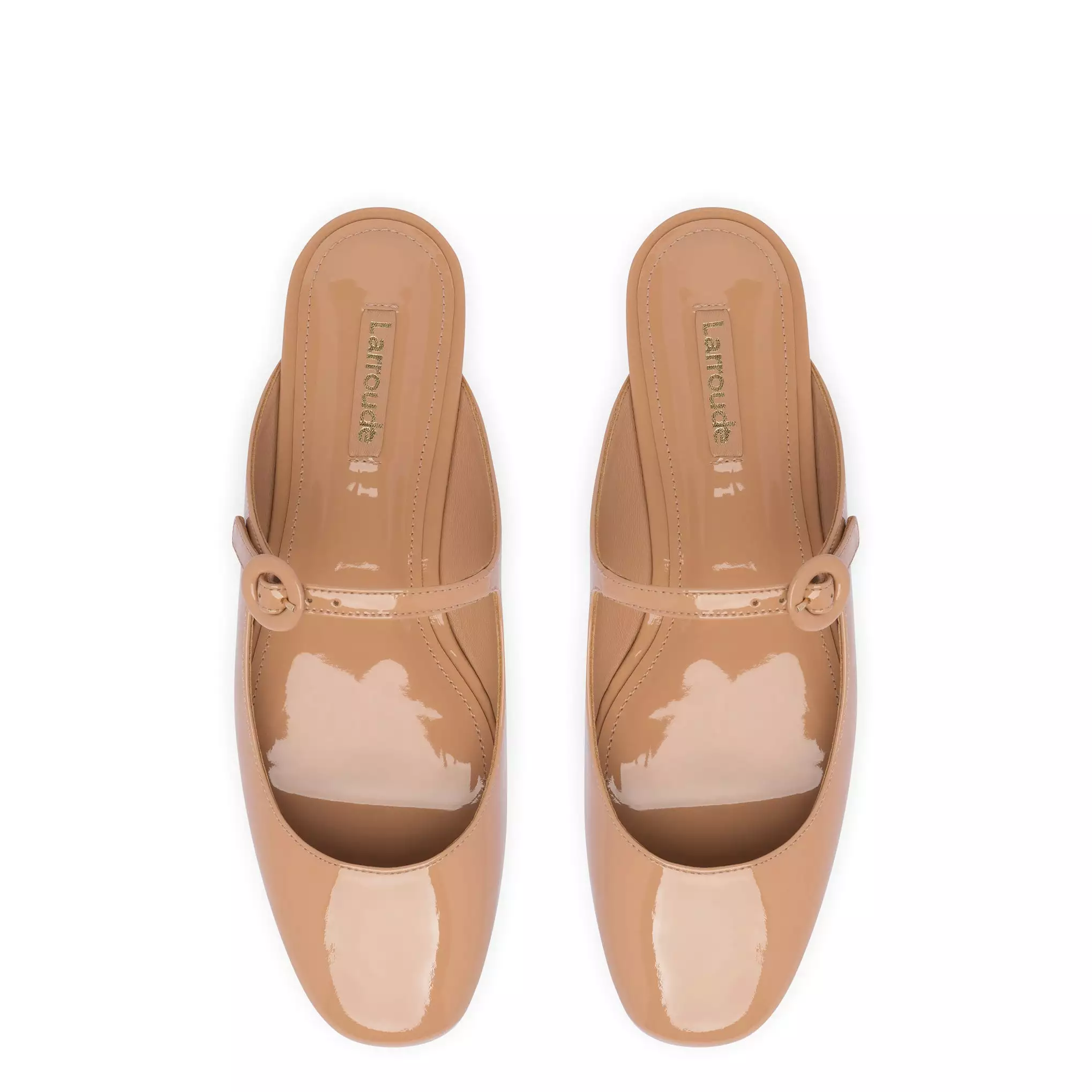 Blair Flat Mule In Tan Patent Leather