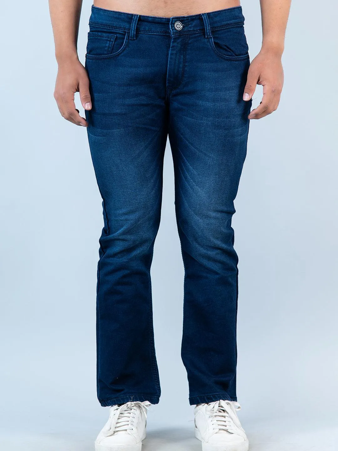 Blue Boot-cut Stretchable Mens Jeans