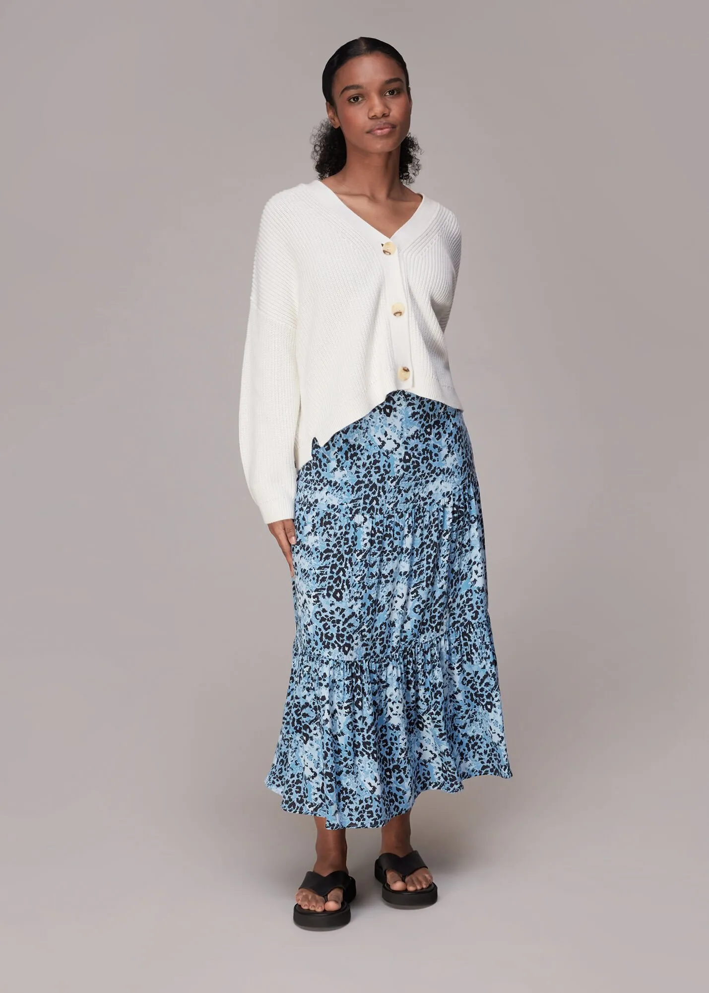 Blue Hyena Spot Tiered Skirt