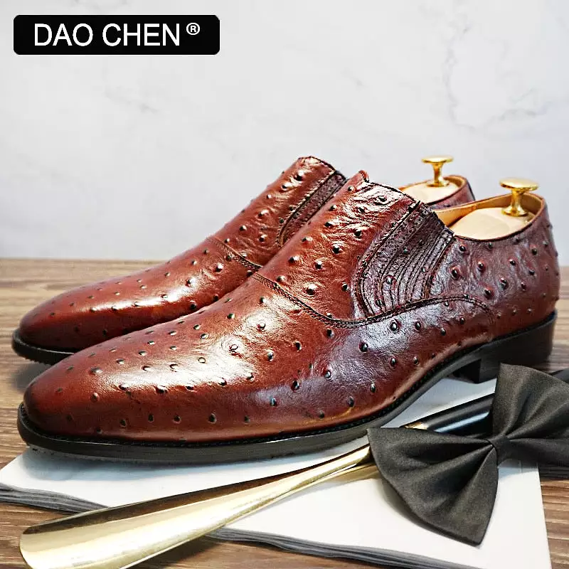 BROWN SLIP ON SHOES WEDDING PARTY OFFICE LEATHER SHOES FOR MEN