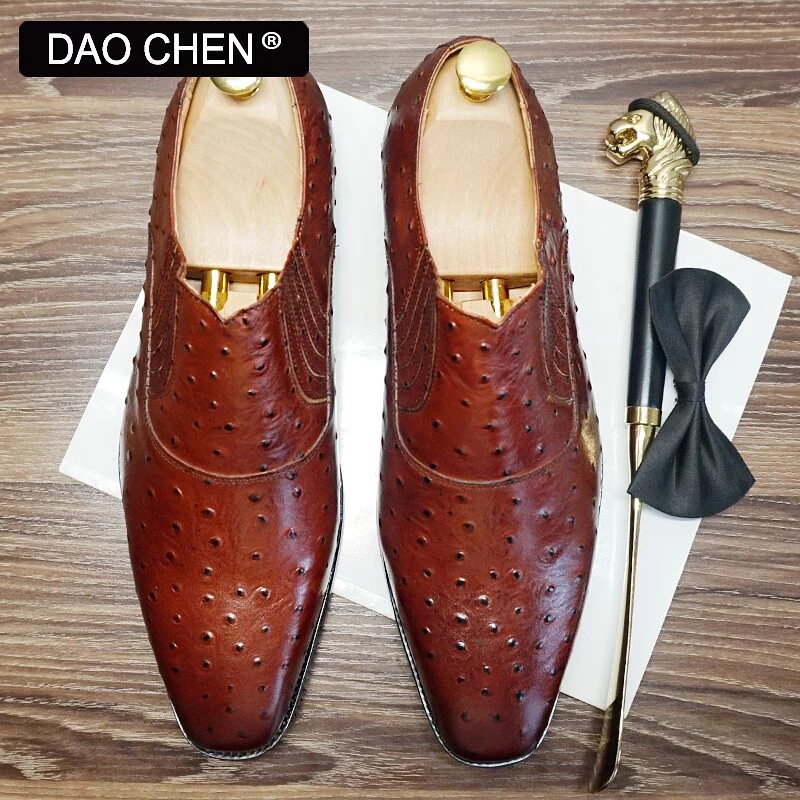 BROWN SLIP ON SHOES WEDDING PARTY OFFICE LEATHER SHOES FOR MEN