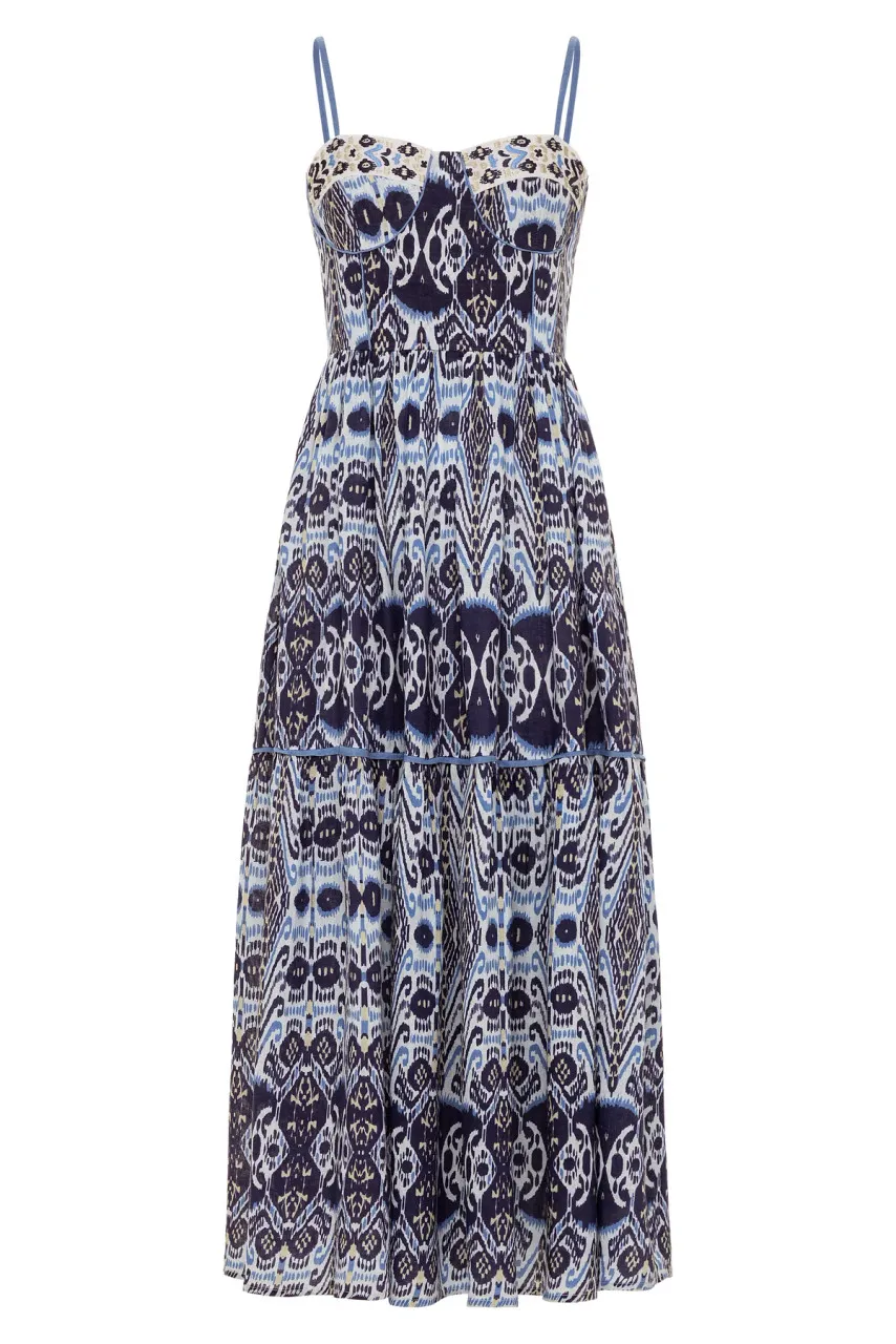 Carolina K Lola Dress, Ikat Blue