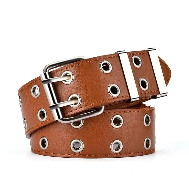 Chain Leather Pin Buckle Belt