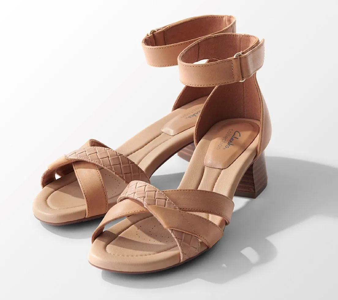 Clarks Collection Leather/Textile Heeled Sandals - Desirae Lily