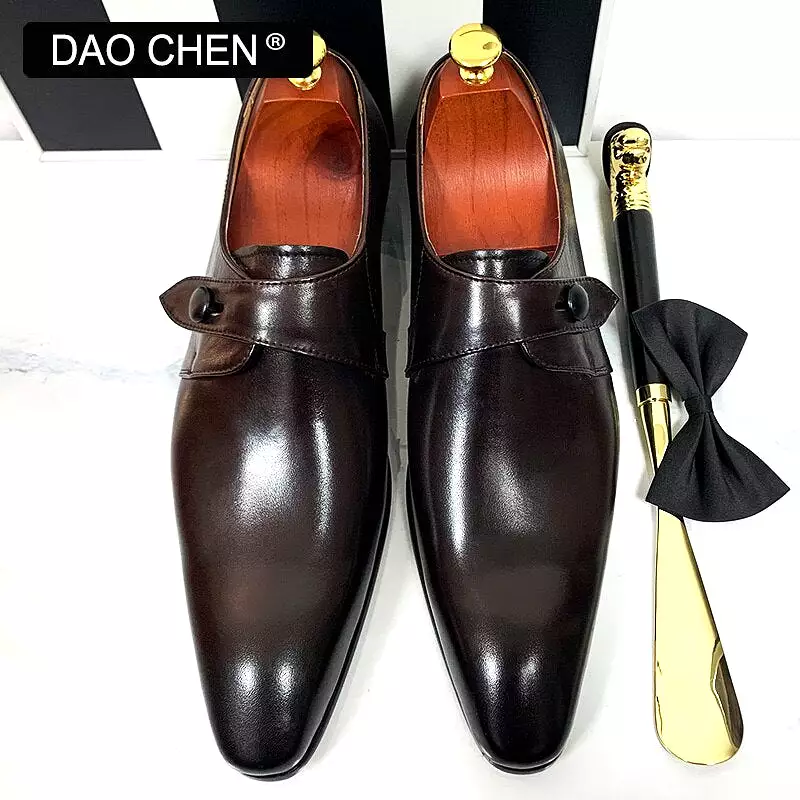 COFFEE MONK STRAP LOAFERS SLIP ON CASUAL MEN DRESS SHOES