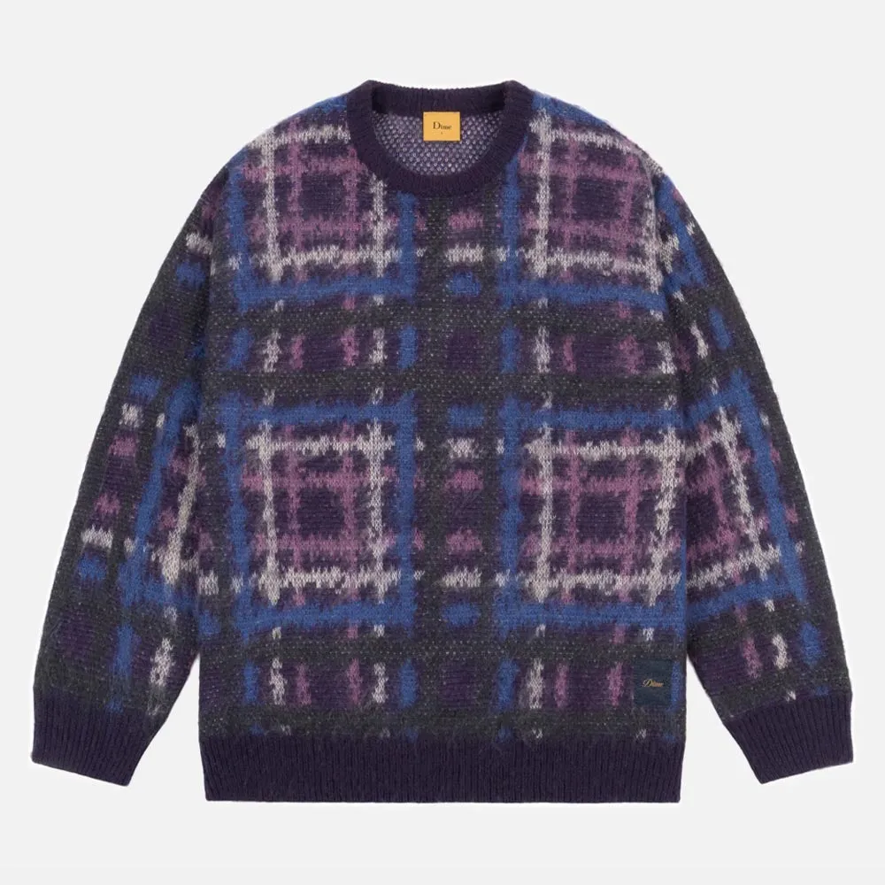 Dime MTL - Plaid Mohair Knit Sweater - Purple