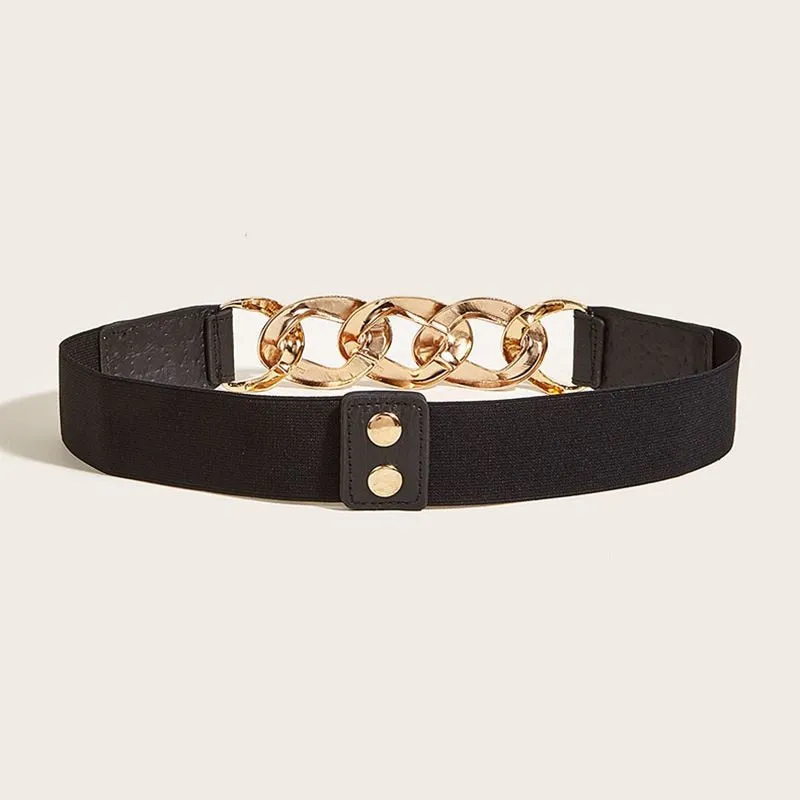 Elastic Wide Metal Chain Buckle Belt