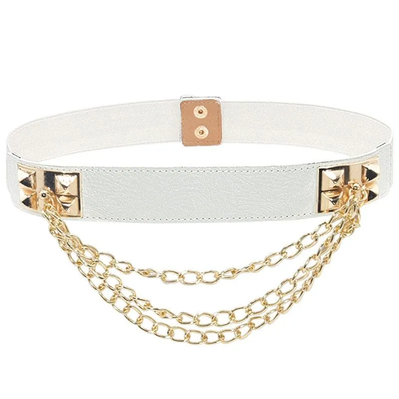 Elastic Wide Metal Chain Buckle Belt