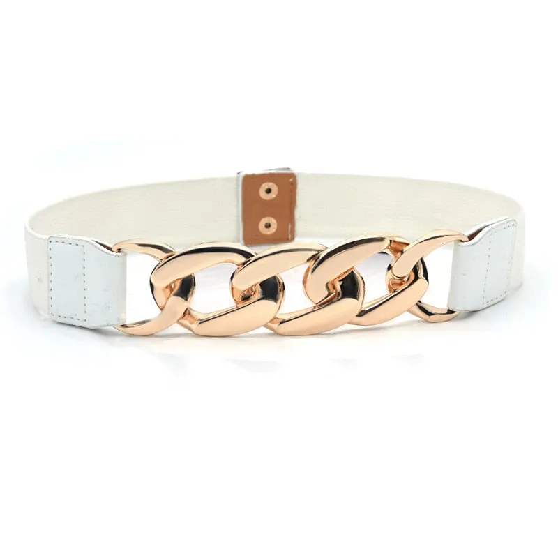 Elastic Wide Metal Chain Buckle Belt