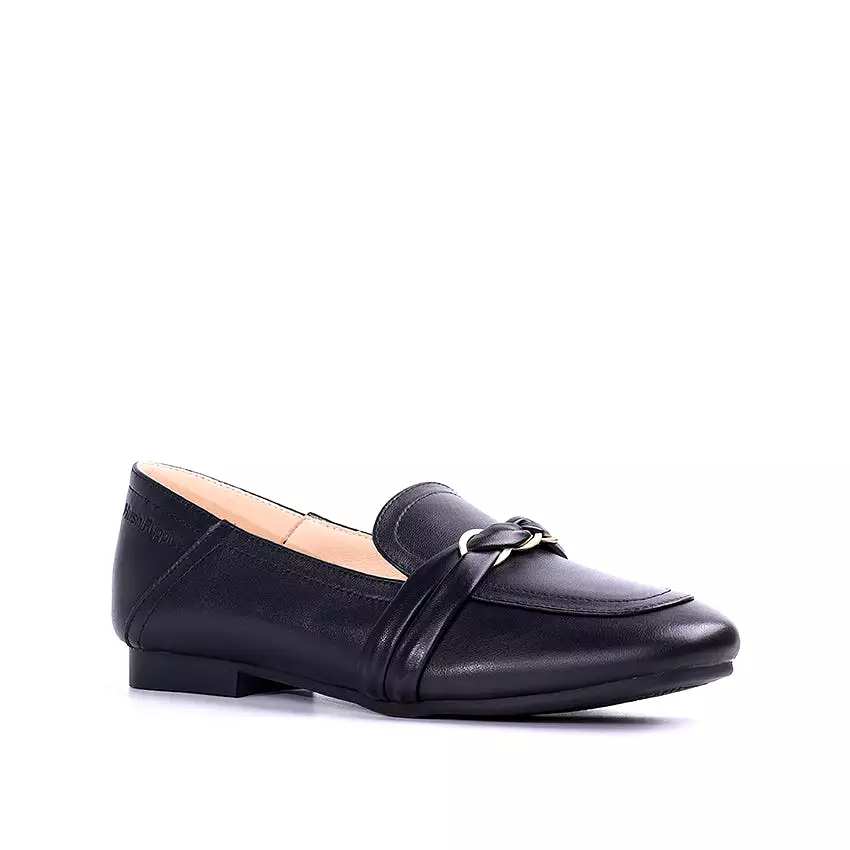 Essence Bit Loafer Women's Shoes - Black Leather