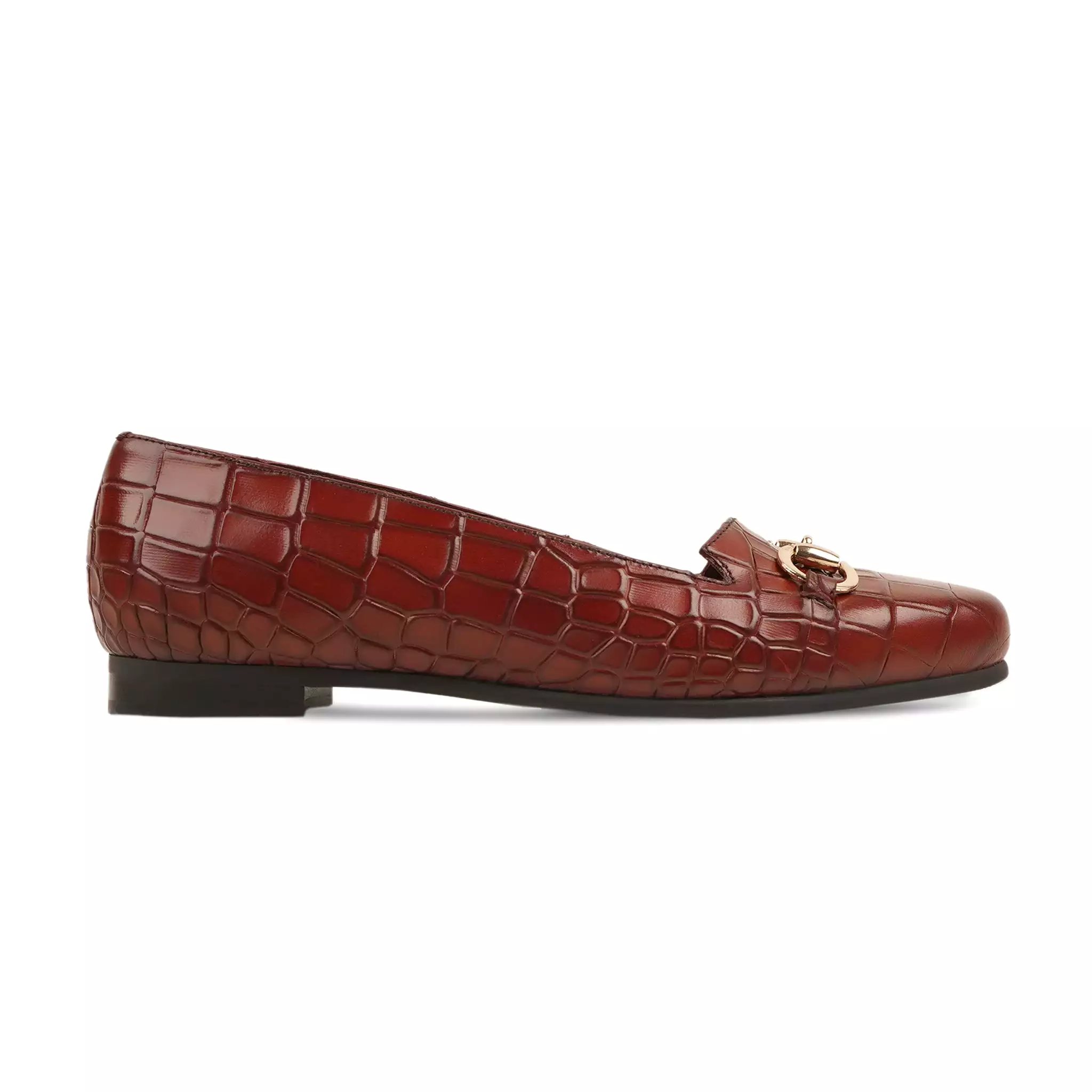 Everett - Ladies Oxblood Printed Crocodile Calf Leather Loafer