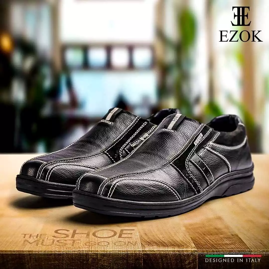 Ezok Men Genuine Leather Slip-Ons Shoes