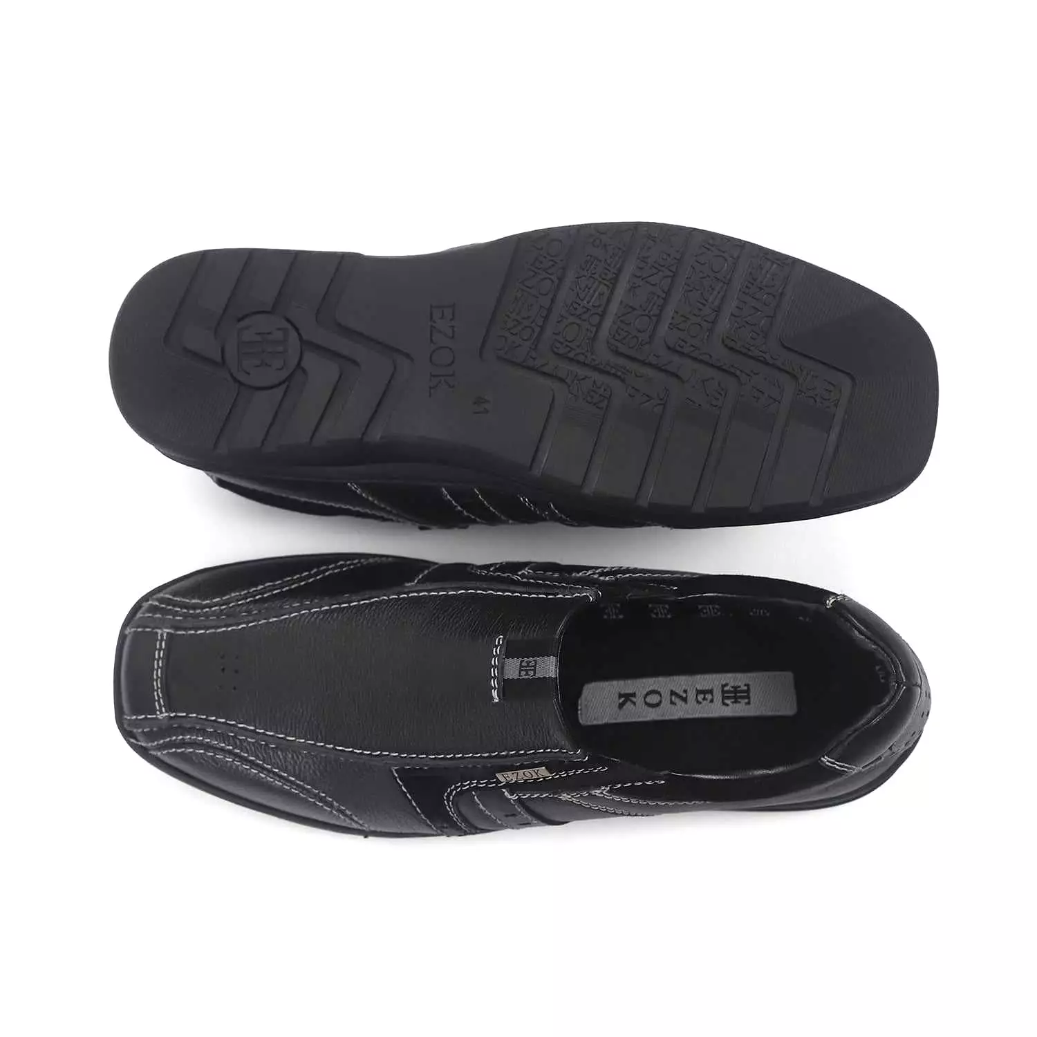 Ezok Men Genuine Leather Slip-Ons Shoes