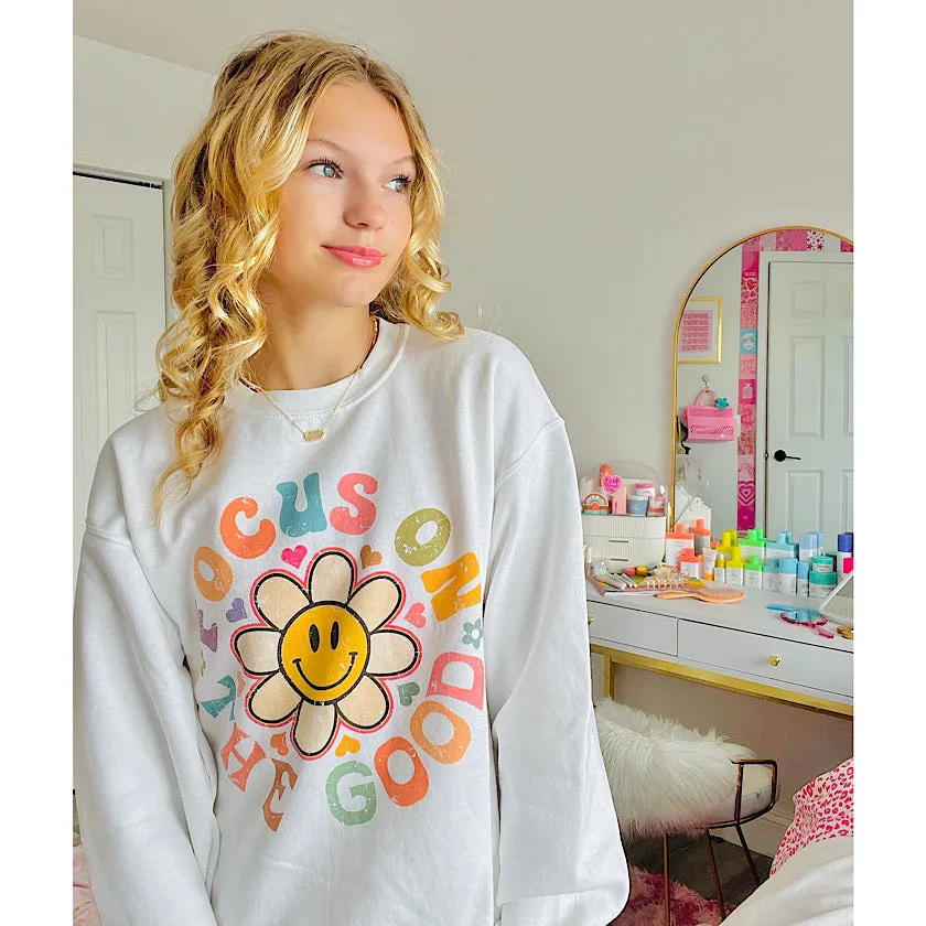 Focus On The Good Retro Gradient Crewneck Sweatshirt