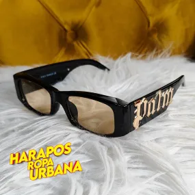 Gafas palm angels negra vidrio claros letras laterales