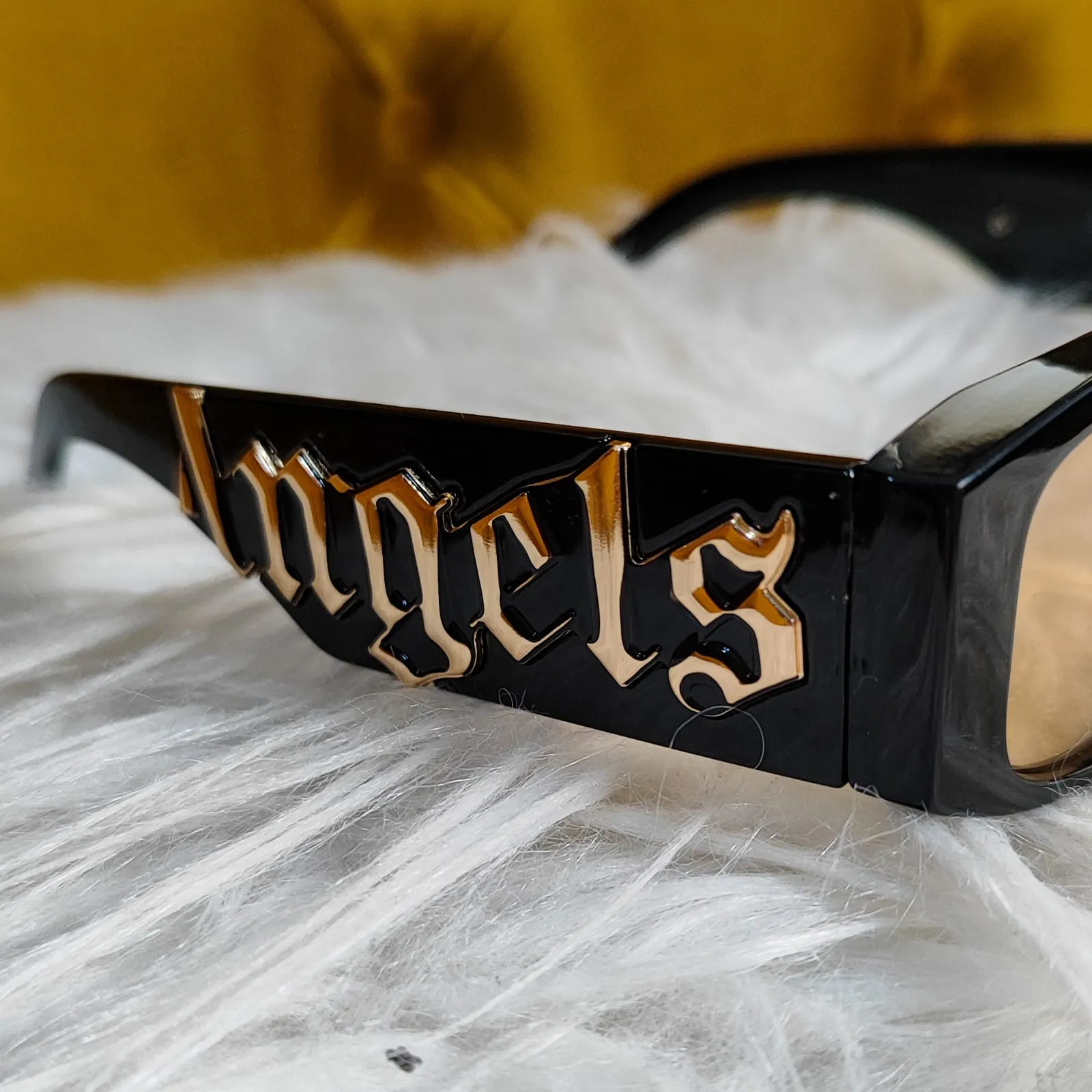 Gafas palm angels negra vidrio claros letras laterales