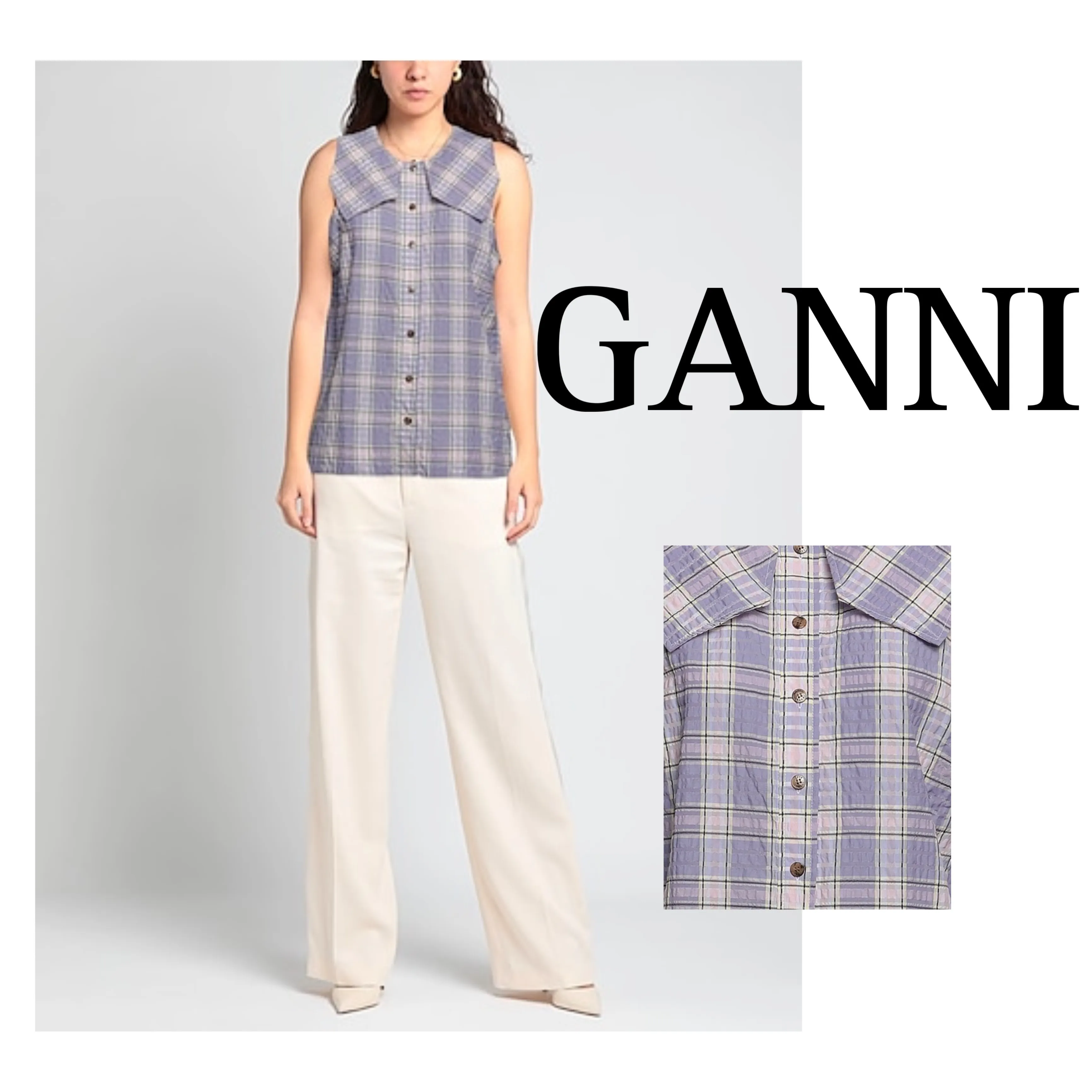 Ganni  |Other Plaid Patterns Casual Style Nylon Blended Fabrics