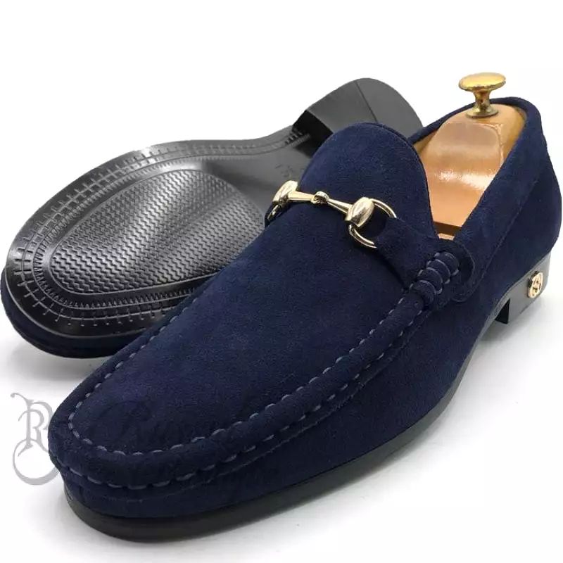 GC classy suede horsebit loafers | Blue