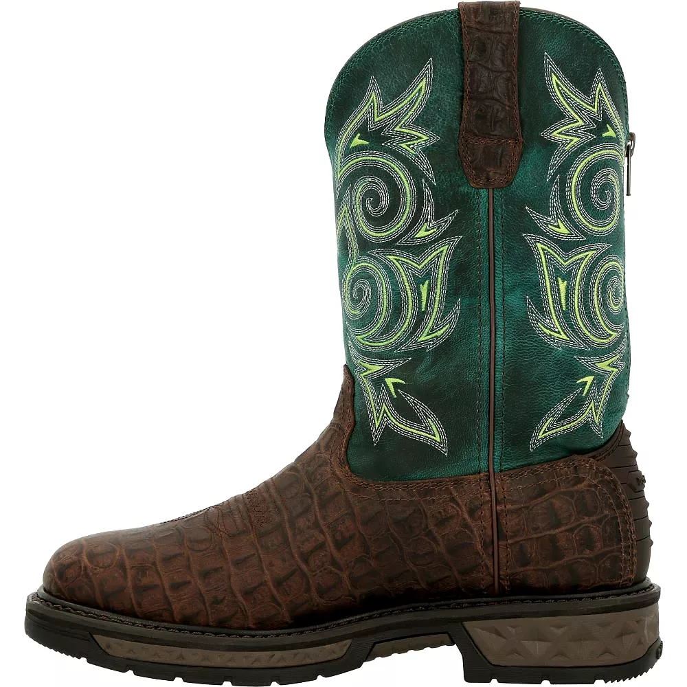 'Georgia Boot' Men's 11 Carbo-Tec LT EH WP Western Soft Toe - Brown / Green